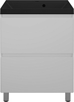 Style Line Тумба с кварцевой раковиной антрацит Манхэттен 60 Plus эмаль белая матовая